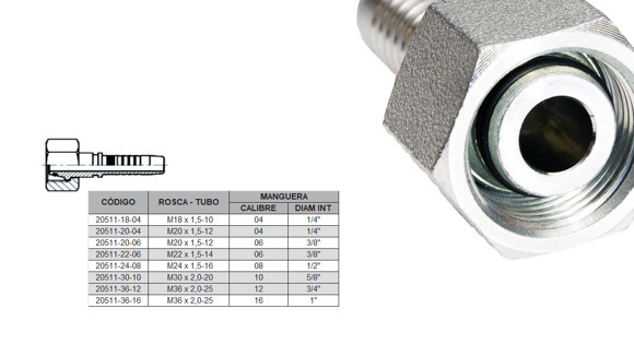 Imagen de HEMBRA RECTO M22 X 1,5-14 06 3/8'' DKO